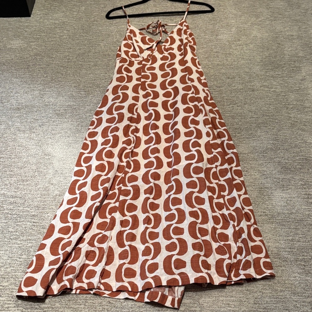 Brown and White Patterned Maxi Dress